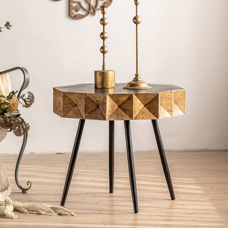 French Country Distressed Wood Sofa Side Accent Table in Brown