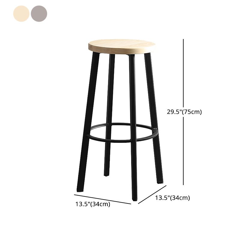 Modern Minimalist Bar And Counter Stool Wrought Iron Solid Wood Cafe Bar Stool,Set of 4 Clearhalo 'Bar Furniture' 'Bar Stools' 'bar_stools' 'furn' 'furn_bar_stools' 'furniture_bar_stools' 'Kitchen & Dining Furniture' 'kitchen&dining_furn' 'kitchen' 'kitchen_furn' Furniture' 1200x1200_f5a129ed-1c8a-47c7-8a5d-25dee8dd21c5