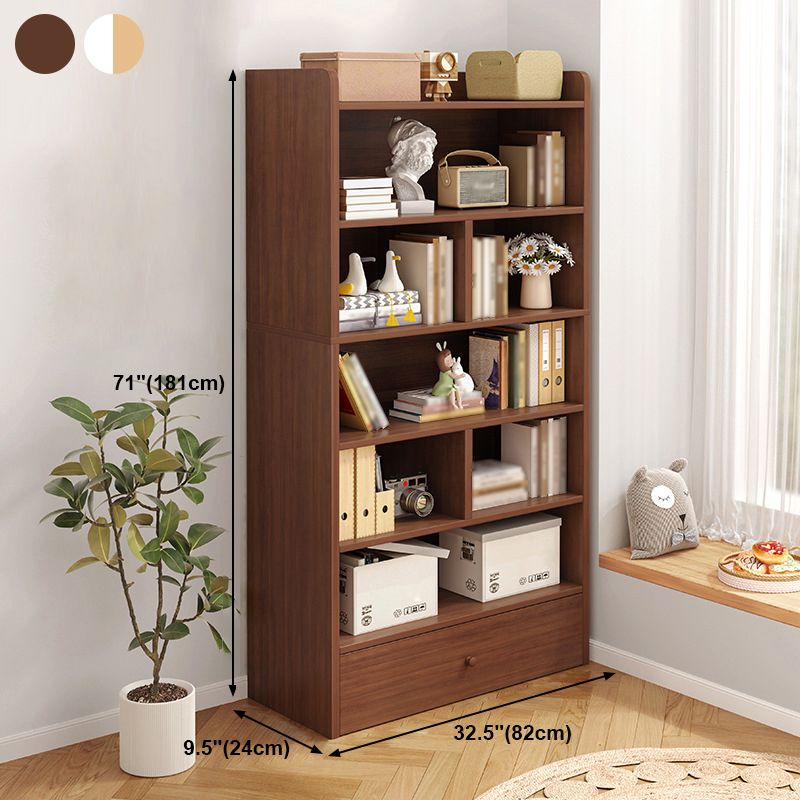Modern Standard Bookcase Shelves Closed Back Bookshelf with Drawer in Engineered Wood Clearhalo 'Bookcases' 'furn' 'furn_bookcases' 'Furniture' 'furniture_bookcases' 'kitchen' 'kitchen_bookcases' 'Living Room Furniture' 'Office Furniture' 1200x1200_f5a14b53-7049-4500-a958-c2c09e8dfe26