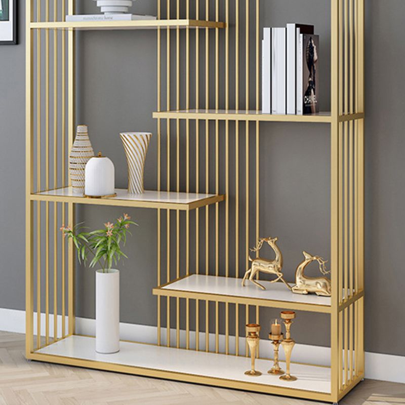Gold and Black Etagere Book Shelf Vertical Open Home Bookshelf with 6 Shelves Clearhalo 'Bookcases' 'furn' 'furn_bookcases' 'Furniture' 'Office Furniture' 1200x1200_f5a16140-1617-4b34-8e02-e731032979d9
