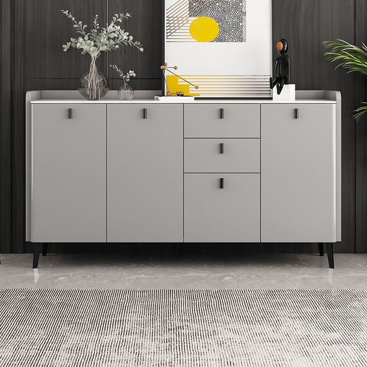 Modern Gray Sideboard Table with Drawers Wood and Stone Buffet Server Clearhalo 'buffet_sideboard' 'Buffets & Sideboards' 'furn' 'furn_buffet_sideboard' 'Furniture' 'Kitchen & Dining Furniture' 1200x1200_f5a18aa3-de98-4b31-87f5-11c8218d690c