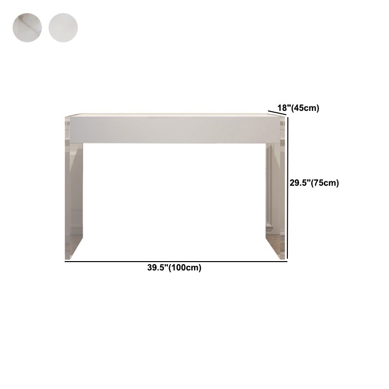 Modern 29.53" H Clear Acrylic Vanity Table Set with Mirror and Stool in White