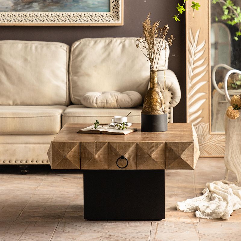 17"H Contemporary Coffee Table Solid Wood Pedestal Coffee Cocktail Table Clearhalo 'Coffee & Accent Tables' 'Coffee Tables' 'coffee_tables' 'furn' 'furn_coffee_tables' 'Furniture' 'Living Room Furniture' 1200x1200_f5a3bb2f-d1ff-4279-a863-4b220c5f8884