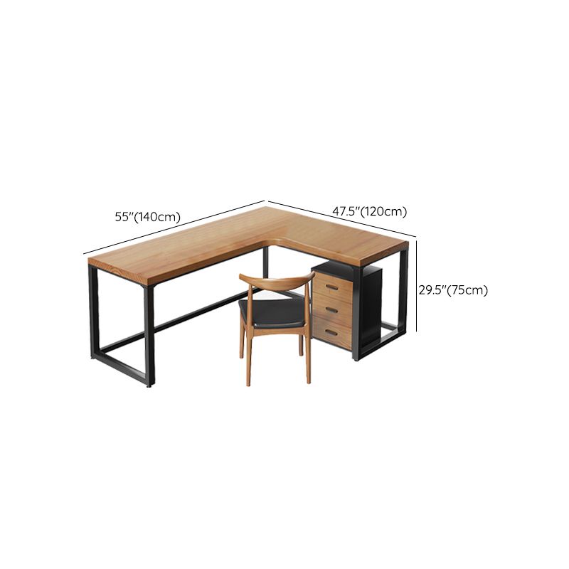 Iron Base Contemporary Natural Office Desk Sled L-Shape Writing Desk Clearhalo 'furn' 'furn_office_desk' 'Furniture' 'Office Desks' 'Office Furniture' 'office_desk' 1200x1200_f5a49197-d465-4aa6-a581-b01684fa3ca9
