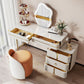 White Glam Vanity Dressing Table Set with Stool & 5 Storage Drawers Clearhalo 'Bedroom Furniture' 'furn' 'furn_makeup_vanities' 'Furniture' 'Makeup Vanities' 'makeup_vanities' 1200x1200_f5aa3c3e-f5fd-4d4a-b17d-1bd7cf8cec7d