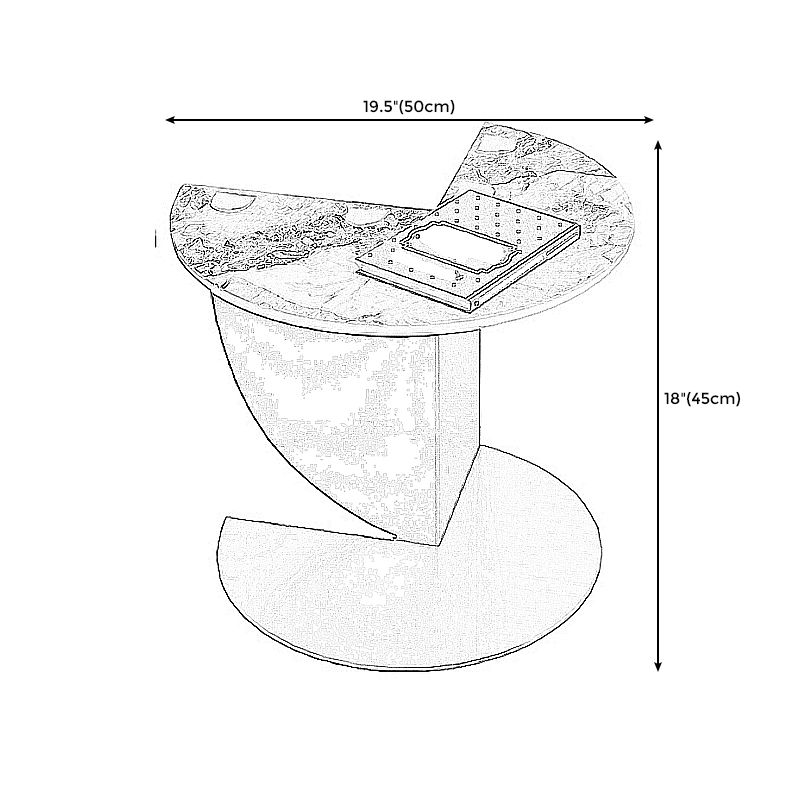 Contemporary Stone Top End Table Stainless Steel Pedestal Sofa Side Table