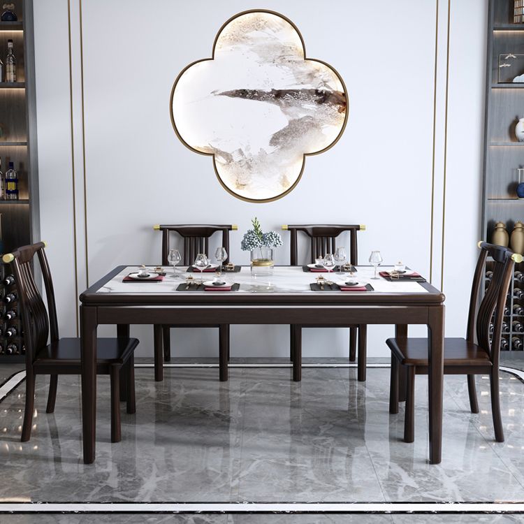 Rectangle Wood Color Dining Table Sintered Stone Table Mid-Century with 4 Legs Clearhalo ' dining_table' 'Dining Tables & Seating' 'Dining Tables' 'furn' 'furn_dining_table' 'Furniture' 'furniture_dining_table' 'Kitchen & Dining Furniture' 'kitchen&dining_furn' 'kitchen' 'kitchen_dining_table' 1200x1200_f5aad907-2e8b-493c-8180-de834988253c