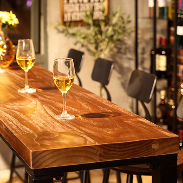 Dark Brown Modern Style Bar Table Solid Wood and Iron Coffee Shop Bar Table Clearhalo 'Bar Furniture' 'Bar Tables' 'bar_tables' 'furn' 'furn_bar_tables' 'Furniture' 'furniture_bar_tables' 'Kitchen & Dining Furniture' 1200x1200_f5ab5ee0-f3c2-4d0e-baf4-8d198057d389