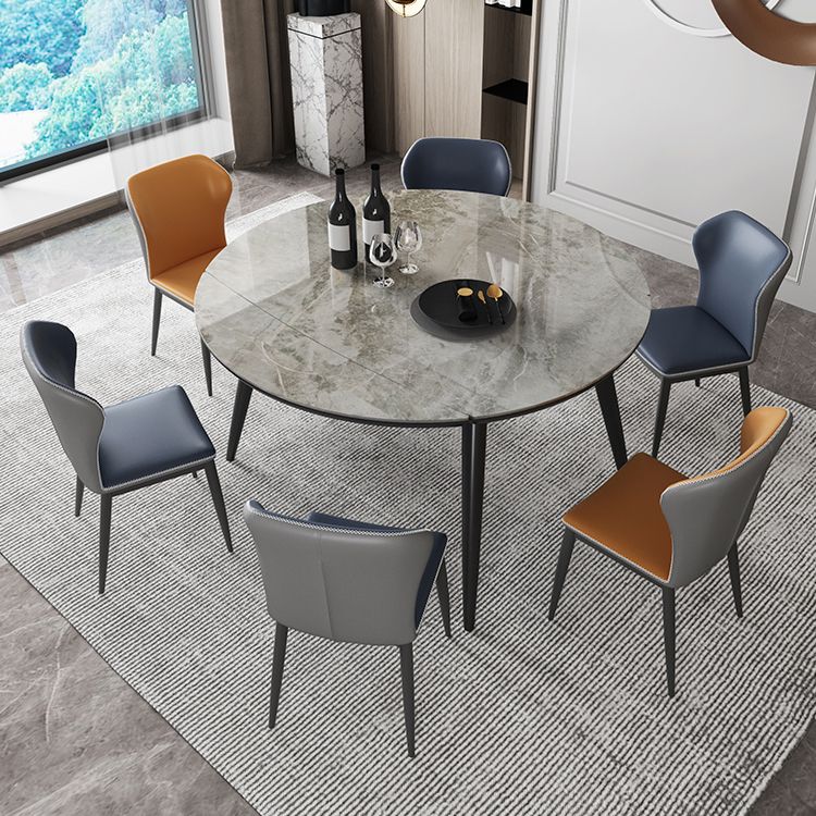 Sintered Stone Top Extendable Round Table in Grey for Restaurant Modern Dining Table with 4 Legs Clearhalo ' dining_table' 'Dining Tables & Seating' 'Dining Tables' 'furn' 'furn_dining_table' 'Furniture' 'furniture_dining_table' 'Kitchen & Dining Furniture' 'kitchen&dining_furn' 'kitchen' 'kitchen_dining_table' 1200x1200_f5abf79c-fee2-4050-80ae-ff9934fdc2f0