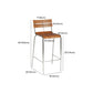 Contemporary Solid Wood Backrest Counter High Stool with Metal 4 Legs