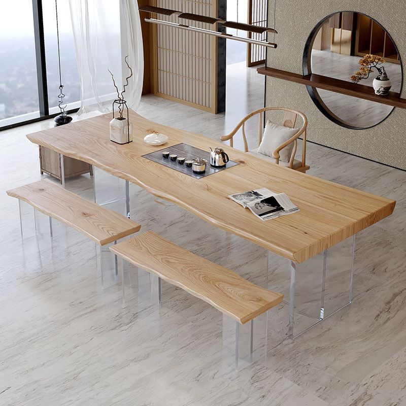 Escritorio de oficina moderno de 30 "H escritorio de oficina acrílico de madera maciza natural