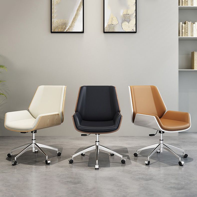 Contemporary Mid Back Task Chair with Padded Arms Upholstered Desk Chair with Metal Frame Clearhalo 'furn' 'furn_office_chair' 'Furniture' 'furniture_office_chair' 'Office Chairs' 'Office Furniture' 'office_chair' 1200x1200_f5b1b180-56ff-4d65-996d-128aaa7a25e8