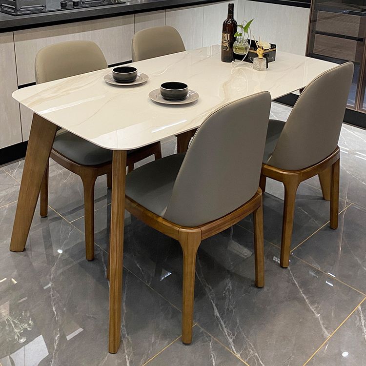 Modern Rectangle Dining Table Sintered Stone Dinner Table with Wooden Legs Clearhalo 'Dining Tables & Seating' 'Dining Tables' 'dining_table' 'furn' 'furn_dining_table' 'Furniture' 'Kitchen & Dining Furniture' 1200x1200_f5b2e6ef-72ff-4a58-9edf-e8994ea611b5