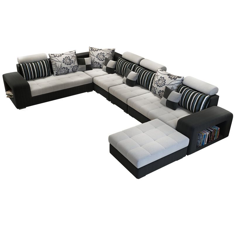 Contemporary 6-seater Modular Sectional with Square Arm for Living Room