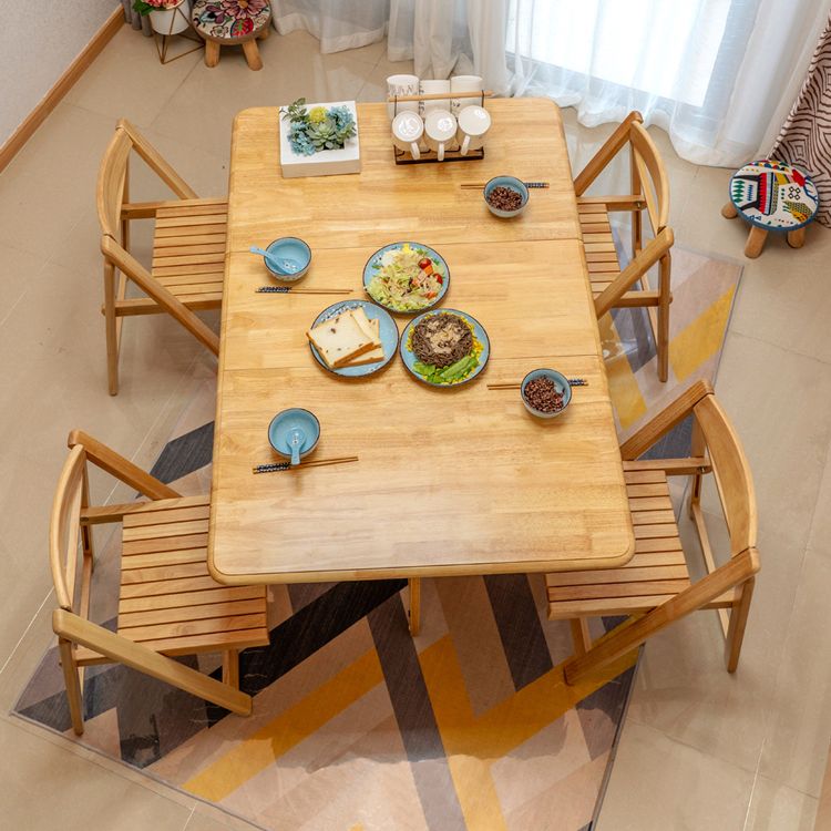 51'' Foldable Rubber Wood Table Medieval Modern Rectangle Table with Storage (only table) Clearhalo ' dining_table' 'Dining Tables & Seating' 'Dining Tables' 'furn' 'furn_dining_table' 'Furniture' 'furniture_dining_table' 'Kitchen & Dining Furniture' 'kitchen&dining_furn' 'kitchen' 'kitchen_dining_table' 1200x1200_f5b3b5c1-b870-48bc-93d1-57e108fed6d9