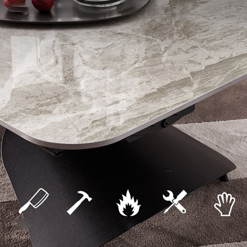 Glam Adjustable Height Coffee Table Slate Cross Legs Cocktail Table Clearhalo 'Coffee & Accent Tables' 'Coffee Tables' 'coffee_tables' 'furn' 'furn_coffee_tables' 'Furniture' 'Living Room Furniture' 1200x1200_f5b3c2a9-3cdc-4dee-89cd-86f9862dec8f