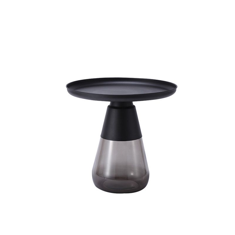 Mid-century Modern Style Round Metal Table with Glass Monopod Base Coffee Table Clearhalo 'Coffee & Accent Tables' 'Coffee Tables' 'coffee_tables' 'furn' 'furn_coffee_tables' 'Furniture' 'Living Room Furniture' 1200x1200_f5b6c43a-608a-4055-898b-92a46d8bd63a