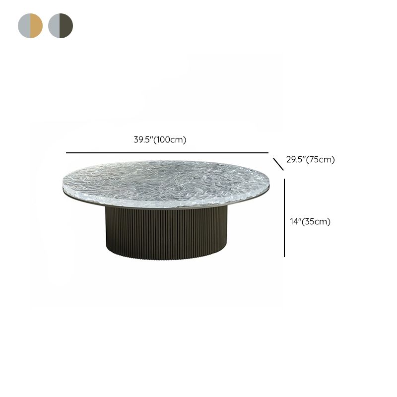 Clear Glam Metal Single Round Pedestal Coffee Cocktail Table