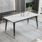 Contemporary Fixed Faux Marble Dining Room Table with 4 Black Metallic Legs Kitchen Dining Set Clearhalo 'Dining Room Sets' 'Dining Tables & Seating' 'dining_room_set' 'furn' 'furn_dining_room_set' 'Furniture' 'furniture_dining_room_set' 'Kitchen & Dining Furniture' 'kitchen&dining_furn' 'kitchen' 1200x1200_f5b79a14-8338-45e2-9bac-b5375de40433