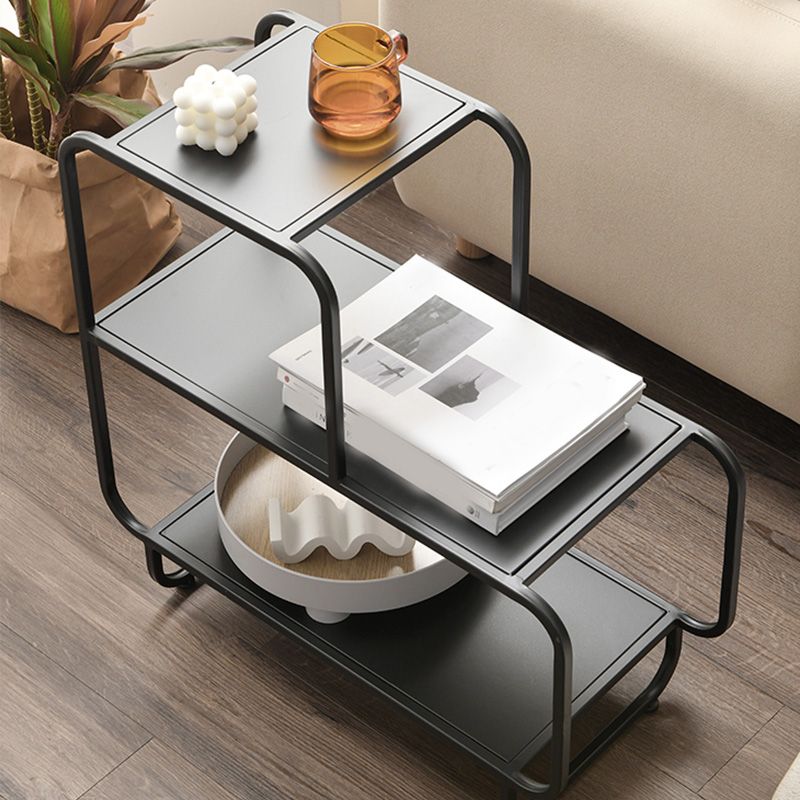 Sled Accent Side Table Metal Side End Snack Table with Shelf