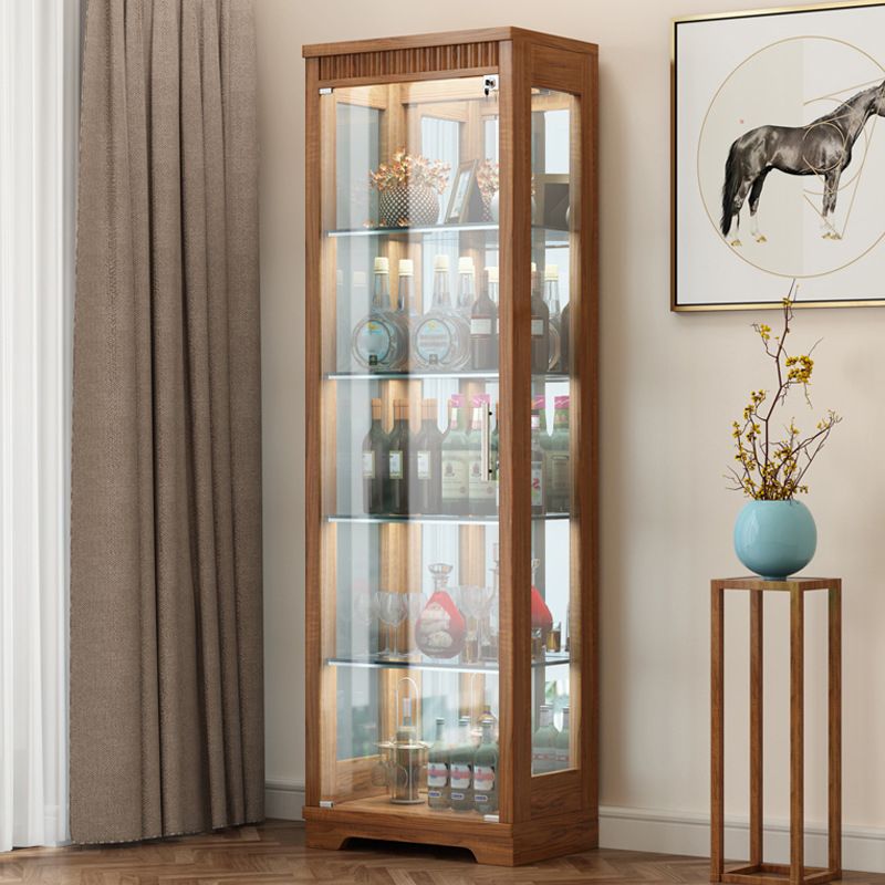 Portes en verre en bois massif du buffet moderne Armoires de verrouillage salon avec lumières LED