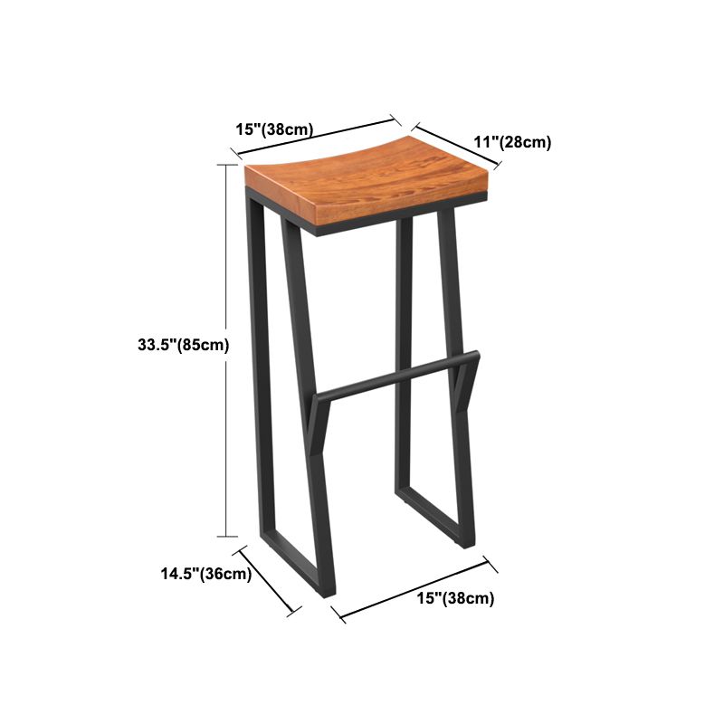 Industrial Backless Footrest Bar Stool Medium Wood Bristol Iron Stool Clearhalo 'Bar Furniture' 'Bar Stools' 'bar_stools' 'furn' 'furn_bar_stools' 'Furniture' 'Kitchen & Dining Furniture' 1200x1200_f5b8706a-93f4-4d88-b60f-96fd71a50c75