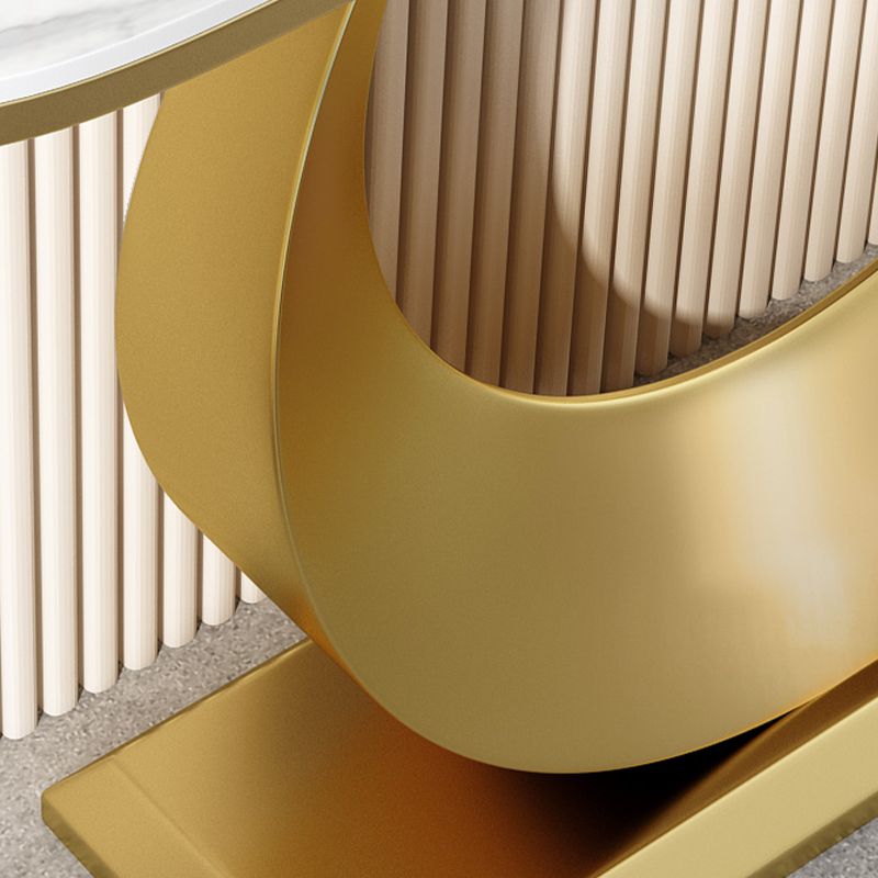 Glam 11,81 "W tavolo console in pietra tavolo di accento di mezza luna con 1 scaffale