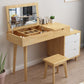 Scandinavian Wood Vanity Set 4-Drawer Flip-Top Makeup Dressing Table