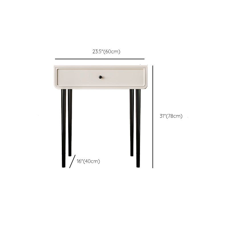 Vanity di trucco da tavolo in legno bianco bianco contemporaneo con cassetti