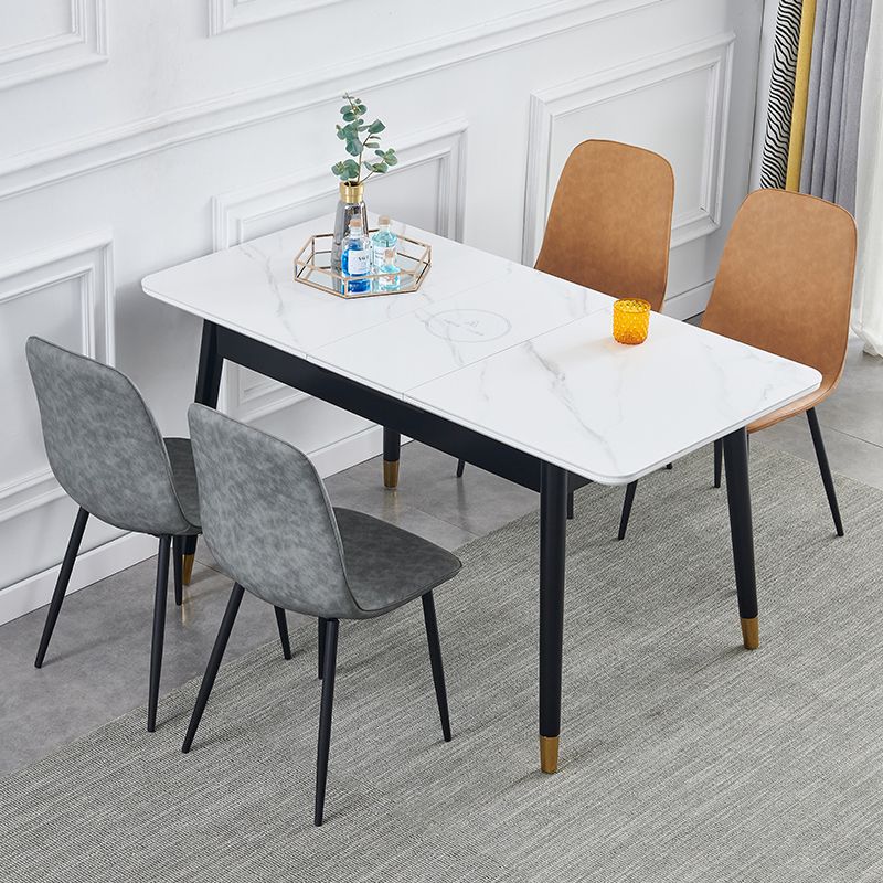 Contemporary Rectangle Dining Room Table White Sintered Stone Table with 4 Legs Clearhalo ' dining_table' 'Dining Tables & Seating' 'Dining Tables' 'furn' 'furn_dining_table' 'Furniture' 'furniture_dining_table' 'Kitchen & Dining Furniture' 'kitchen&dining_furn' 'kitchen' 'kitchen_dining_table' 1200x1200_f5bda178-4e8c-4579-aaf1-1ff1a6a5ce97