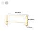 Glam Rectangle Indoor Pub Bar Table Gold Iron Bar Dining Table with Trestle Pedestal Clearhalo 'Bar Furniture' 'Bar Tables' 'bar_tables' 'furn' 'furn_bar_tables' 'Furniture' 'furniture_bar_tables' 'Kitchen & Dining Furniture' 'kitchen&dining_furn' 'kitchen' 1200x1200_f5be4b76-0d18-46bb-89b8-16bd3ff1b8c0