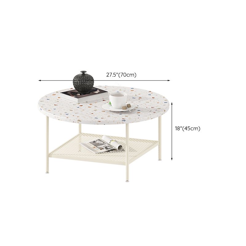 Mesa de centro contemporánea de 17" de alto, mesa de cóctel de café blanca con almacenamiento