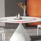 Modern Dining Table with White Pedestal Round Stone Top Dining Table without Turntable