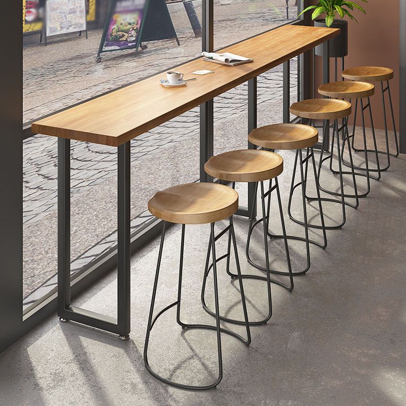 Modern Wood Pub Table with Rectangle Table Top Black Trestle Table with 42-inch Height Clearhalo 'Bar Furniture' 'Bar Tables' 'bar_tables' 'furn' 'furn_bar_tables' 'Furniture' 'furniture_bar_tables' 'Kitchen & Dining Furniture' 1200x1200_f5c3f1a9-e26b-4186-a2e7-322d3f511225
