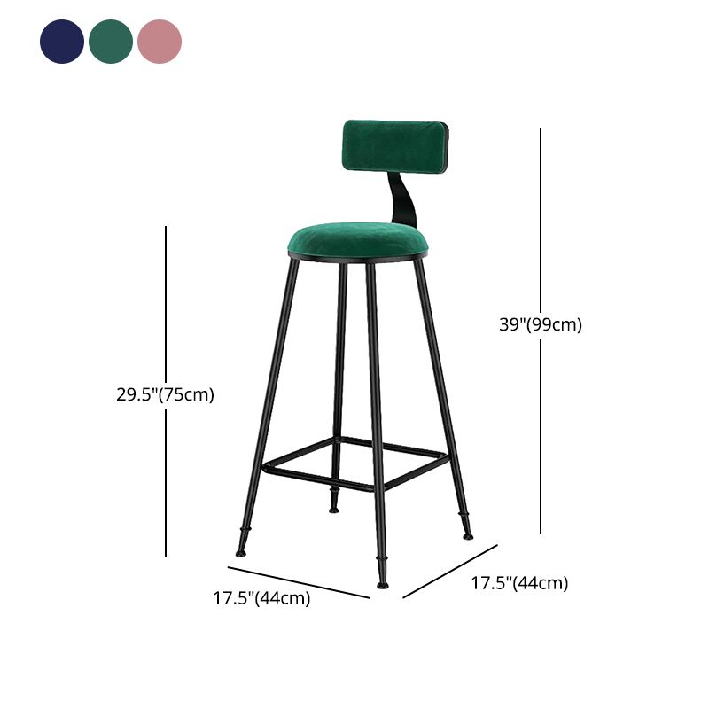 Nordic Style Velvet Barstool Indoor Black Iron 4 Legs Bar Stool for Coffee Shop Clearhalo 'Bar Furniture' 'Bar Stools' 'bar_stools' 'furn' 'furn_bar_stools' 'Furniture' 'furniture_bar_stools' 'Kitchen & Dining Furniture' 1200x1200_f5c4fdff-b122-45e5-bd7a-e8cf0c74f4cc
