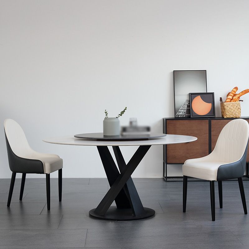 Modern 1/3/4/5/7 Pieces Dinette Set with White Sintered Stone Top Round Dining Table Set Clearhalo 'Dining Room Sets' 'Dining Tables & Seating' 'dining_room_set' 'furn' 'furn_dining_room_set' 'Furniture' 'furniture_dining_room_set' 'Kitchen & Dining Furniture' 1200x1200_f5ca07d1-b934-435b-9ebb-11d5cdb75a9b