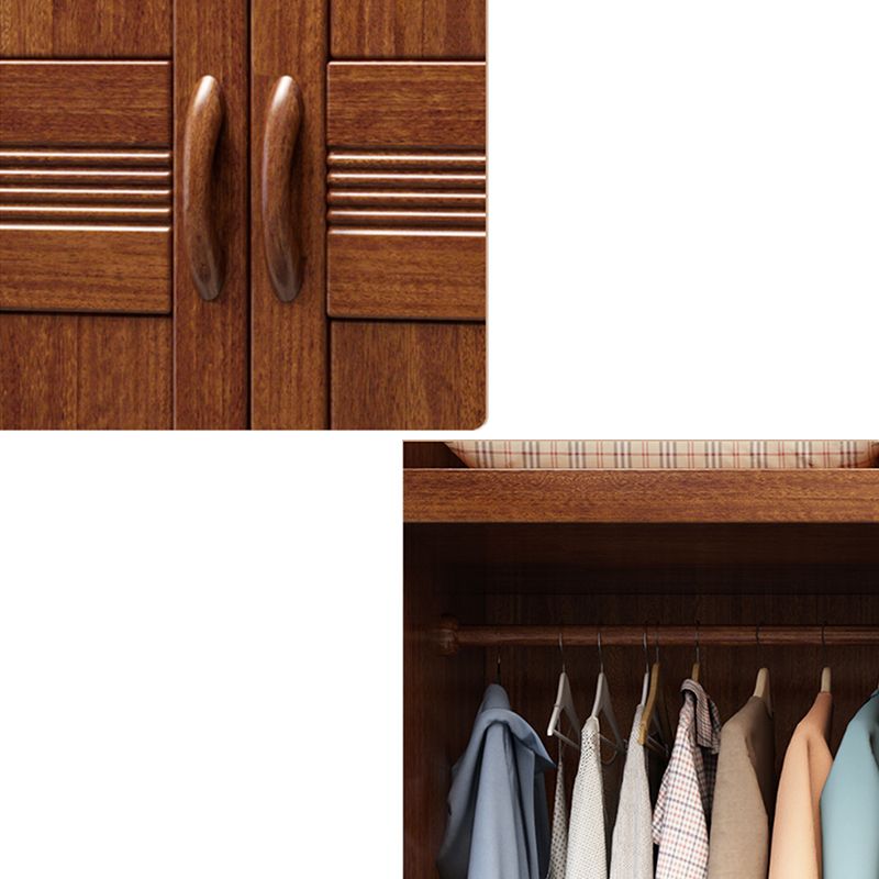 Braune Walnuss -Massivholzgarderobe Traditioneller freistehender Kleiderschrank Armoire