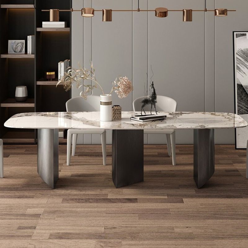 Eigentijdse stijl 1/3/4/6/7/8 stukken eetstoelen voor rechthoekige stenen meubels in grijs