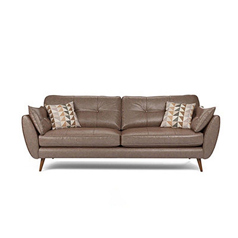 Genuine Leather Flared Arm Sofa Modern Jewel-tuft Wood Legs Sofa Clearhalo 'furn' 'furn_sofas' 'Furniture' 'furniture_sofas' 'kitchen' 'kitchen_sofas' 'Living Room Furniture' 'Sofa' 'sofas' 1200x1200_f5cc7780-dc64-495c-9db7-02b10ccd0983