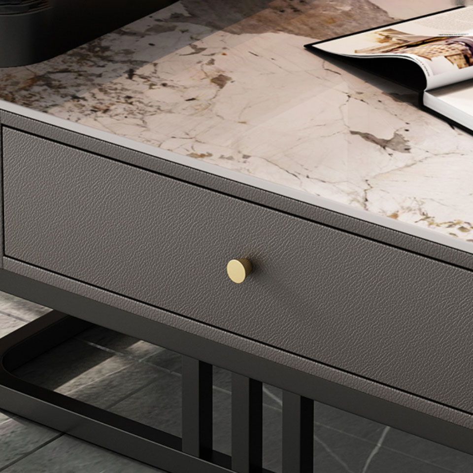 Square Slate Frame Cocktail Table with Drawers 2 Nesting Coffee Table Set Clearhalo 'Coffee & Accent Tables' 'Coffee Tables' 'coffee_tables' 'furn' 'furn_coffee_tables' 'Furniture' 'Living Room Furniture' 1200x1200_f5cf1c56-26d9-40ca-b696-81f8cf27b6e0