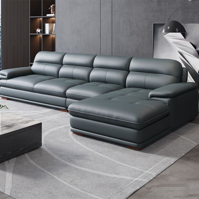 Nordic Stationary Genuine Leather Living Room Recessed Arm Sofa Chaise Clearhalo 'furn' 'furn_sectionals' 'Furniture' 'Living Room Furniture' 'Sectionals' 1200x1200_f5cf9c73-36f9-42b6-b113-20c2e9c0534f
