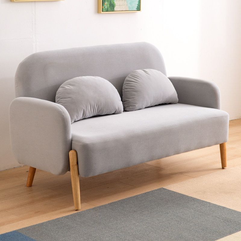 Scandinavian Loveseat with 2 Pillows and Square Arm for Apartment Clearhalo 'furn' 'furn_sofas' 'Furniture' 'furniture_sofas' 'Living Room Furniture' 'Sofa' 'sofas' 1200x1200_f5cfa6c8-00f3-48b5-bfbf-7e47f715140c