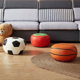 Specialty Ottoman Faux Leather Water Resistant Pouf Geometric Pattern Ottoman