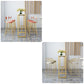 White Faux Marble Table Modern Style Bistro Table with Trestle Base