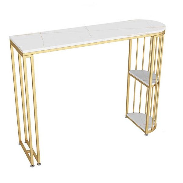 1/3 pièces Glam Gold Iron Bar Table Set White Stone Top Bistro Set avec étagère