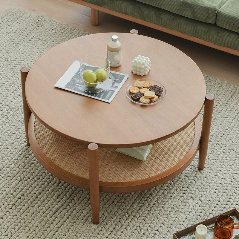 Tropical Round Cocktail Table Storage Solid Wood Coffee Cocktail Table Clearhalo 'Coffee & Accent Tables' 'Coffee Tables' 'coffee_tables' 'furn' 'furn_coffee_tables' 'Furniture' 'Living Room Furniture' 1200x1200_f5d526d4-71cc-4ade-81c7-45593a360fc8