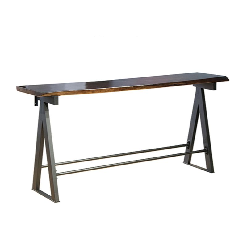 Rectangle Pine Wood Top Bar Table Modern Bar Table with Trestle Base in Black Clearhalo 'Bar Furniture' 'Bar Tables' 'bar_tables' 'furn' 'furn_bar_tables' 'Furniture' 'Kitchen & Dining Furniture' 1200x1200_f5d5825b-a14f-44c8-9430-c39b3043b540