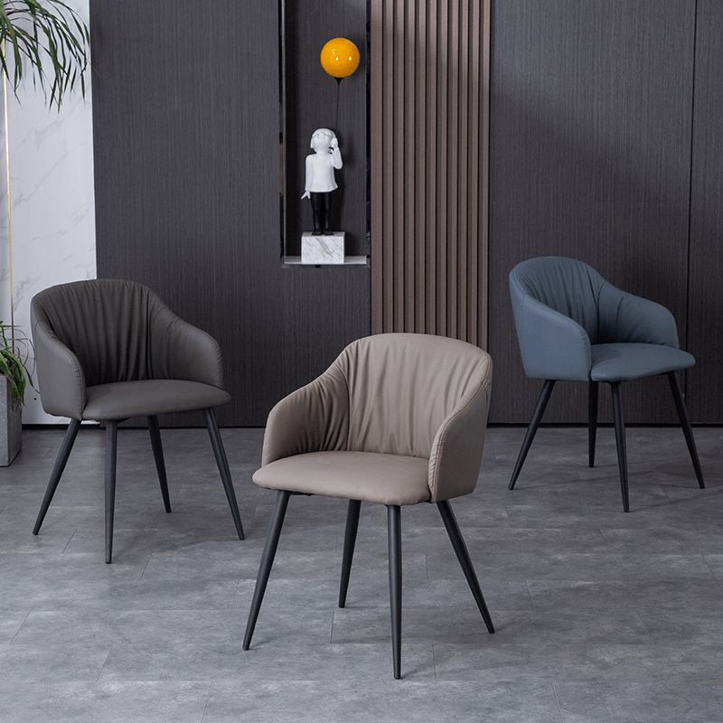 Industriële faux lederen eetkamerstoel gestoffeerde tankstoel met metalen benen