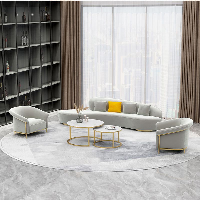 Velvet contemporain canapé incurvé Souins arrière serrés sans arme pour salon