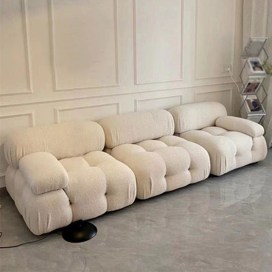 Moderne stijl Lamb Velvet Sofa Lage ruggrijs/wit/oranje/blauwe slaapbank